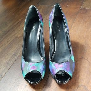 Nine West Peacock Color Peep Toe Heel